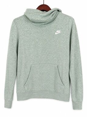 Nike Sage Green Funnel Hoodie with White Swoosh